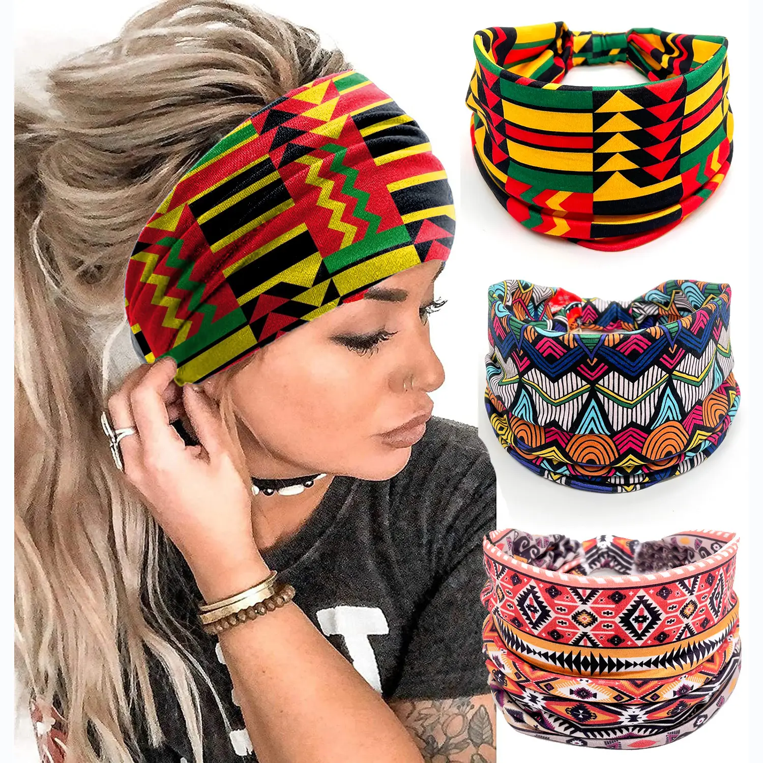 Wide-Brimmed Personalized Headband with Starry Sky Moon Print — feature 6
