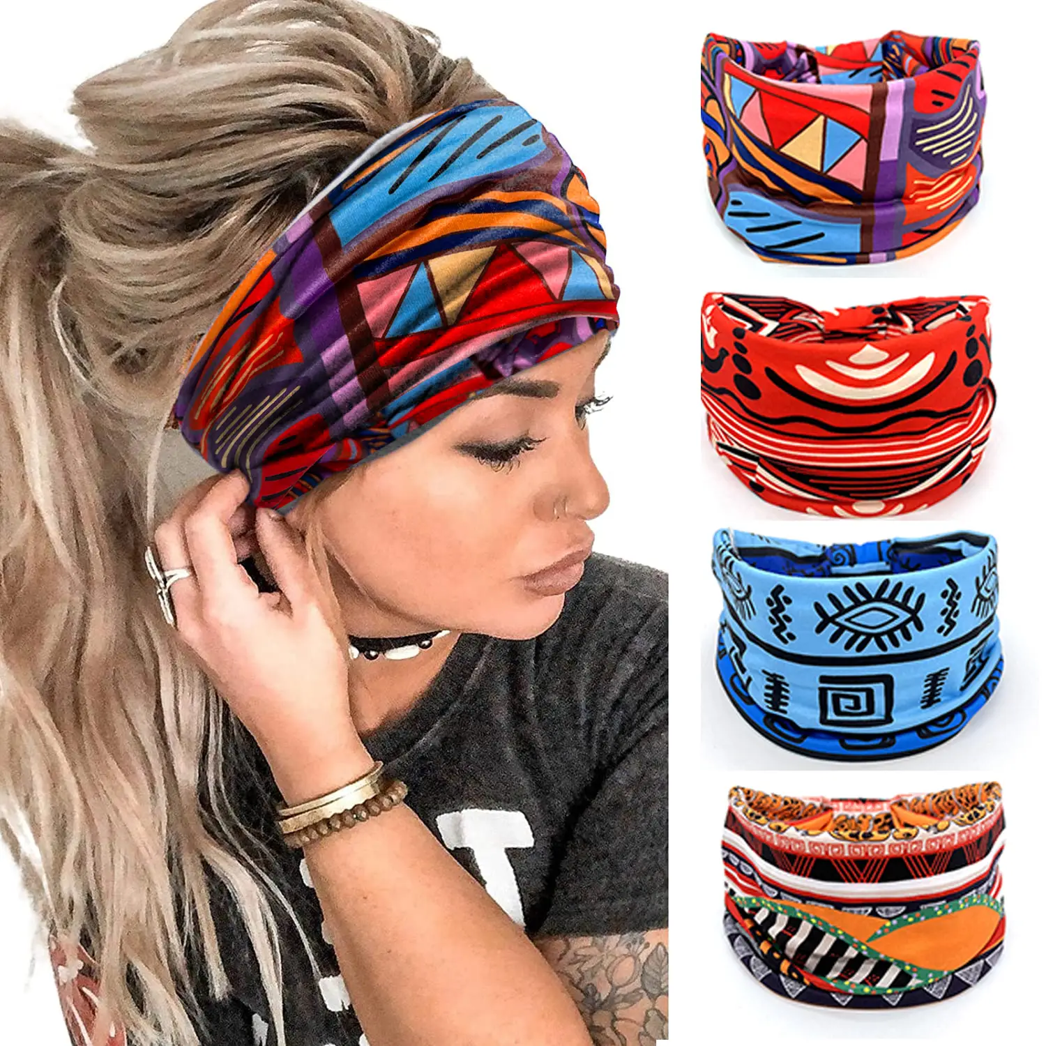 Wide-Brimmed Personalized Headband with Starry Sky Moon Print — feature 7