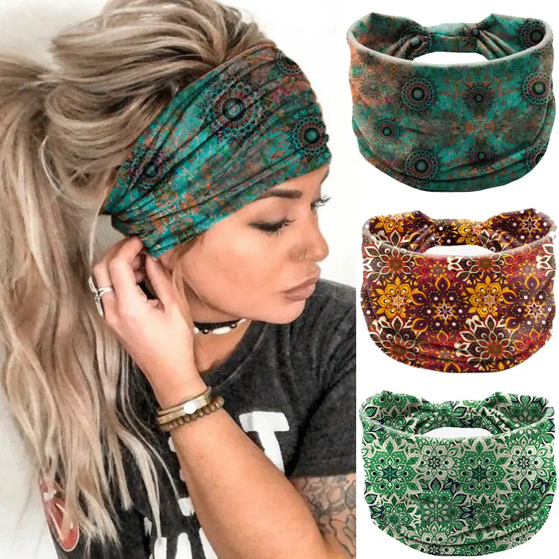 Wide-Brimmed Personalized Headband with Starry Sky Moon Print — feature 9