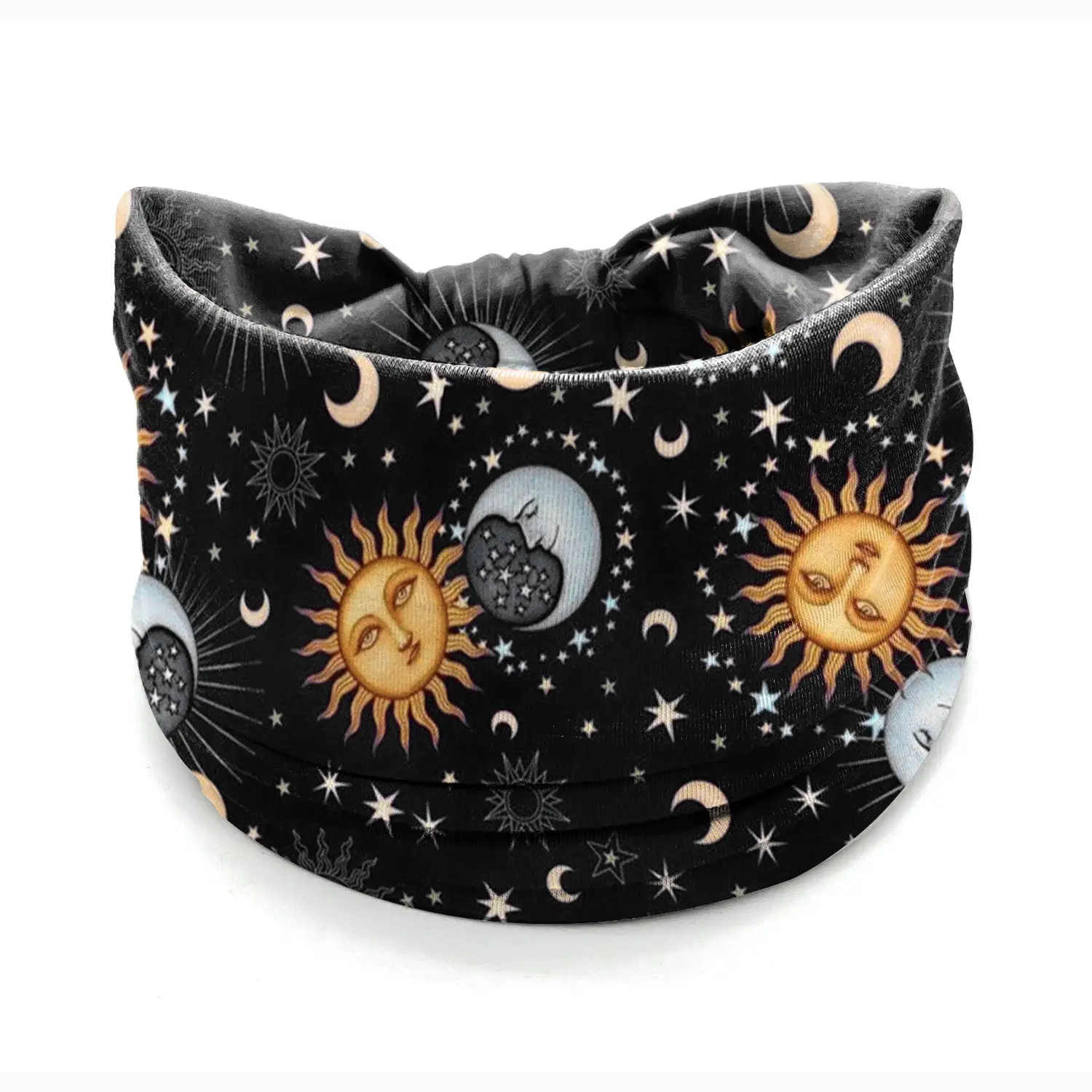 Wide-Brimmed Personalized Headband with Starry Sky Moon Print - Image 2