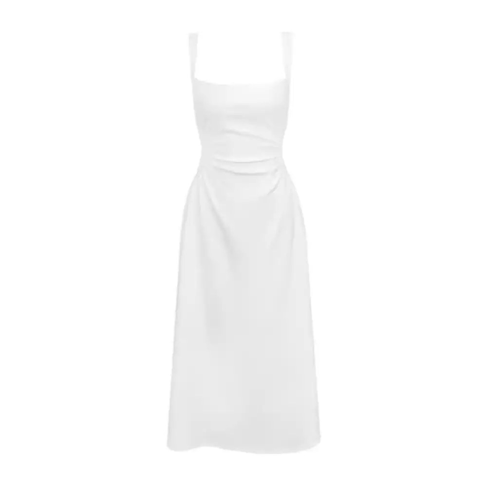 White Long Sleeve Sling Dress for Women 2024 - Image 7