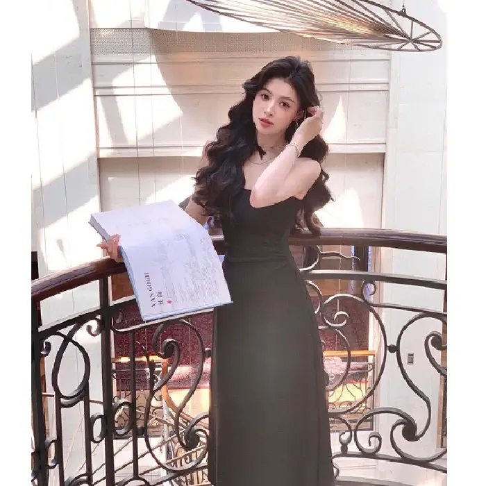 White Long Sleeve Sling Dress for Women 2024 - Image 2