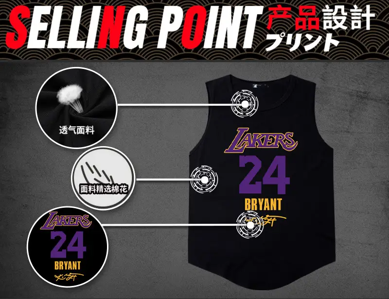 Lakers Bryant No. 24 Sleeveless Vest Men — feature 3