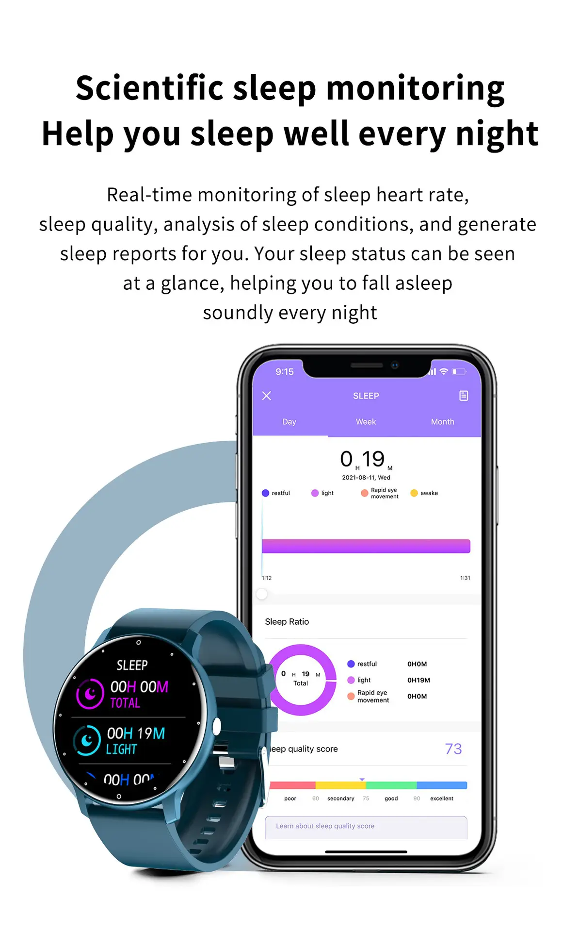 Smart Watch Black 360*360 Bluetooth Calling with Heart Rate — feature 16