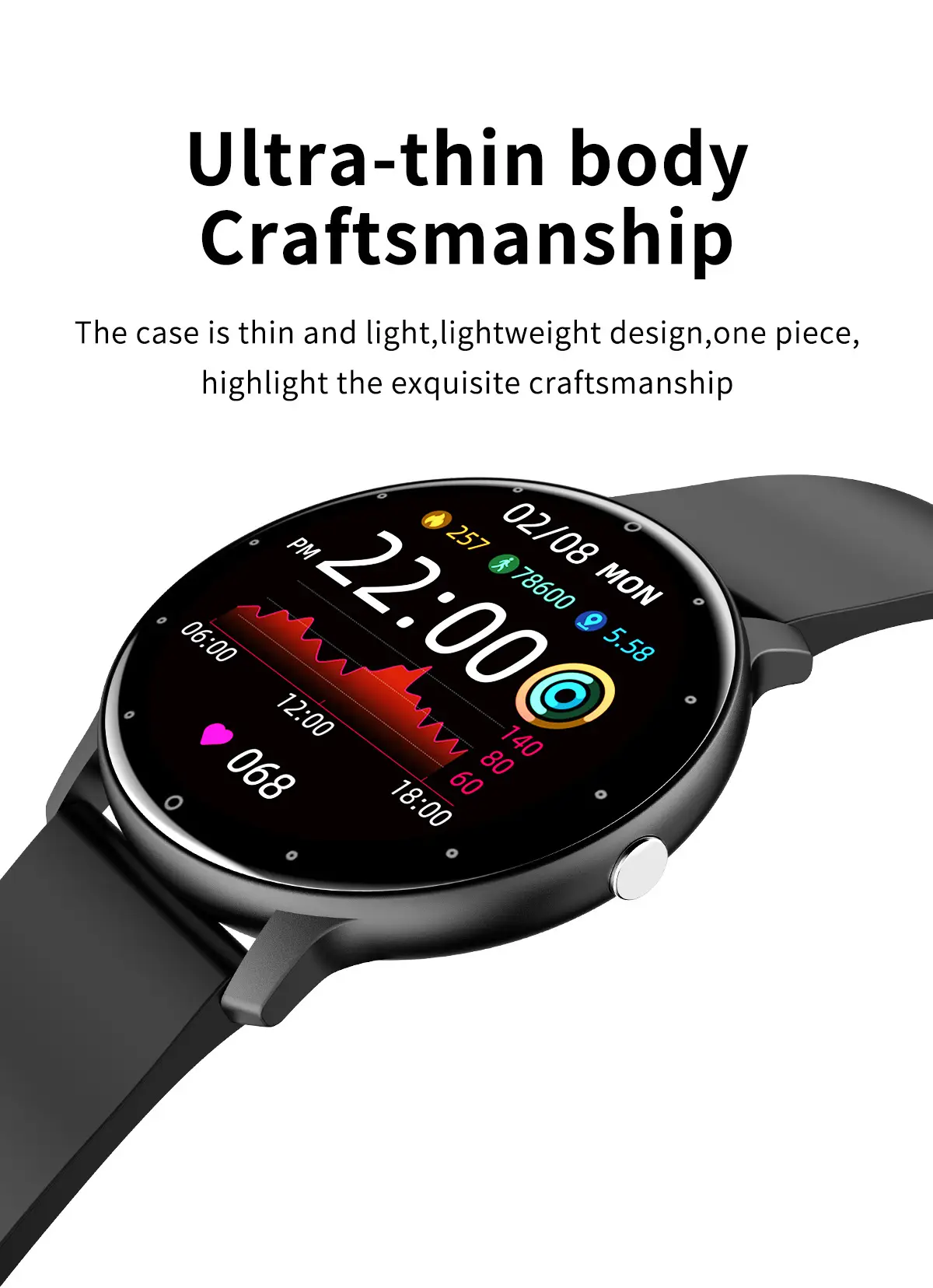 Smart Watch Black 360*360 Bluetooth Calling with Heart Rate — feature 4