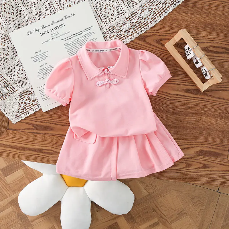 Girls Pink Casual Shorts Set for Summer - Image 2