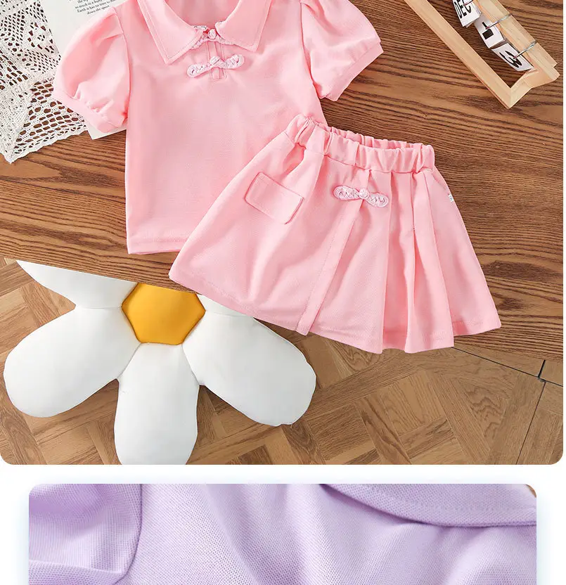 Girls Pink Casual Shorts Set for Summer — feature 4