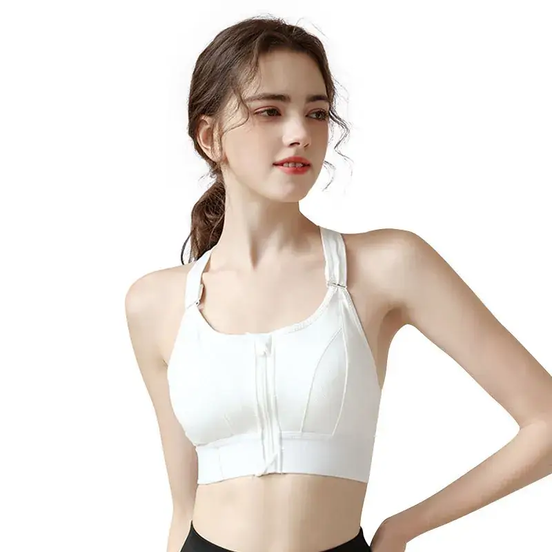 Black Front Zipper Sports Bra for Women - Image 10