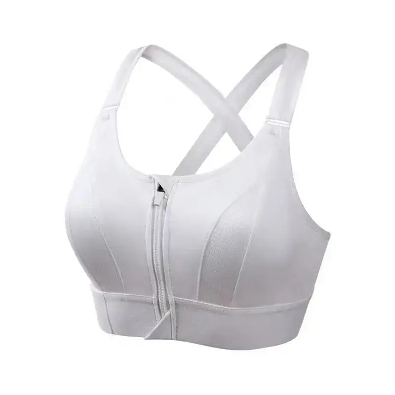 Black Front Zipper Sports Bra for Women - Image 2