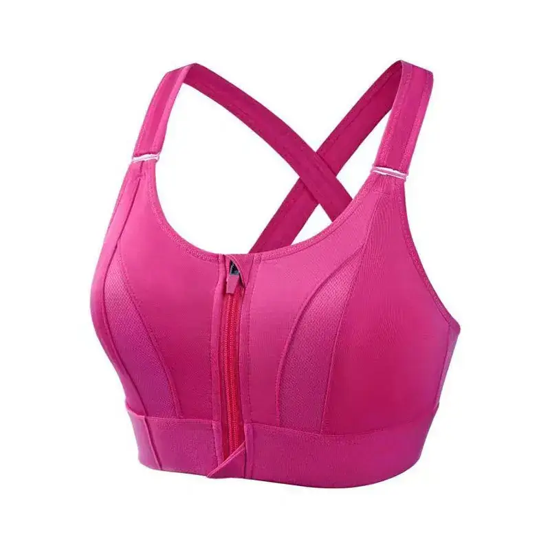 Black Front Zipper Sports Bra for Women - Image 4