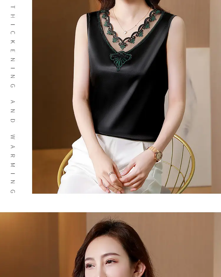 Black Lace V-Neck Camisole Women Summer Top — feature 15