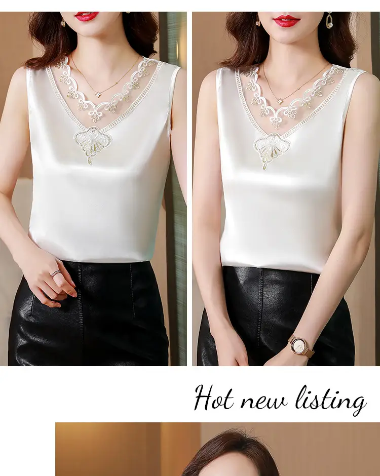 Black Lace V-Neck Camisole Women Summer Top — feature 17