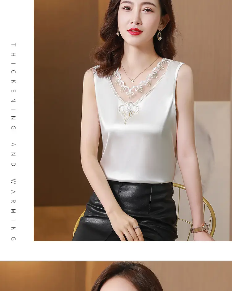 Black Lace V-Neck Camisole Women Summer Top — feature 18