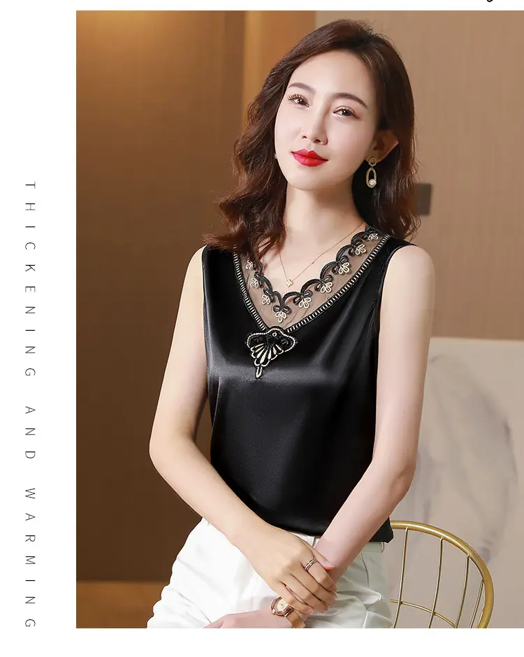 Black Lace V-Neck Camisole Women Summer Top — feature 21