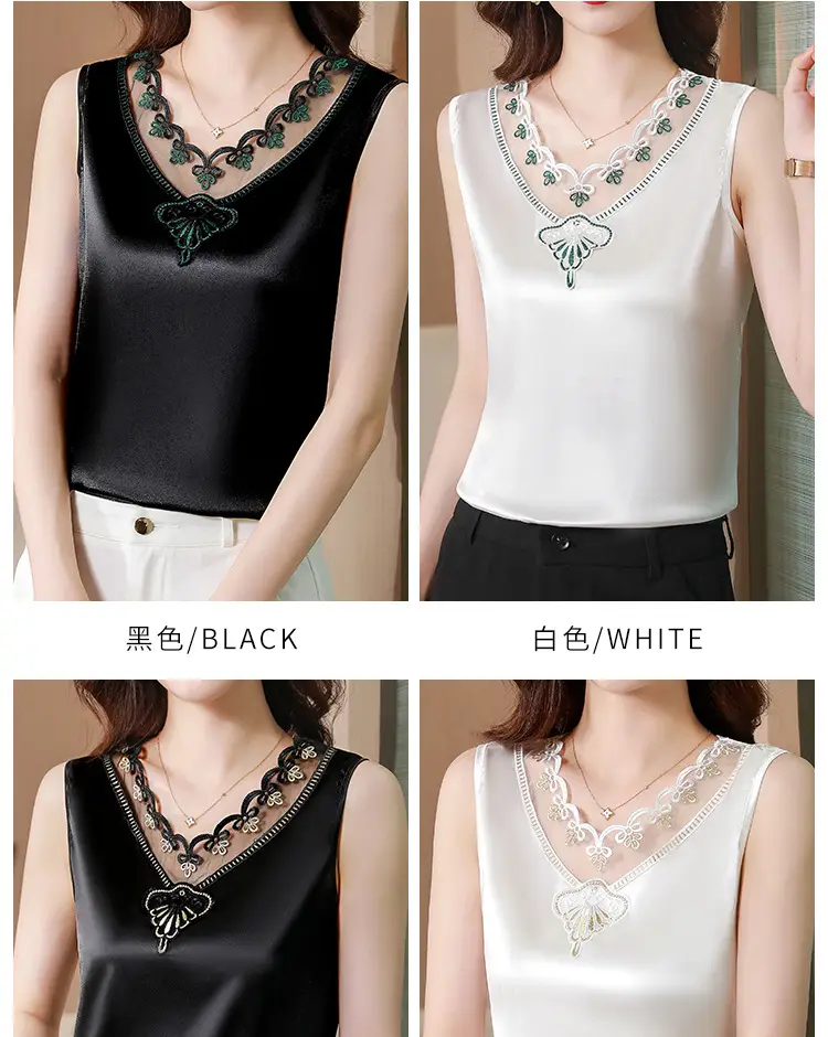 Black Lace V-Neck Camisole Women Summer Top — feature 8