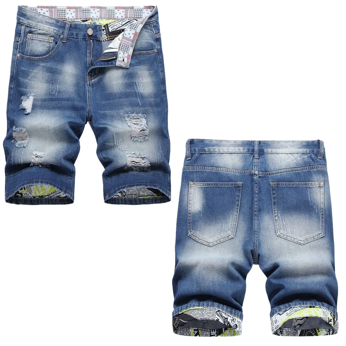 Ripped Denim Shorts for Men 2023 Summer Slim Fit - Image 3