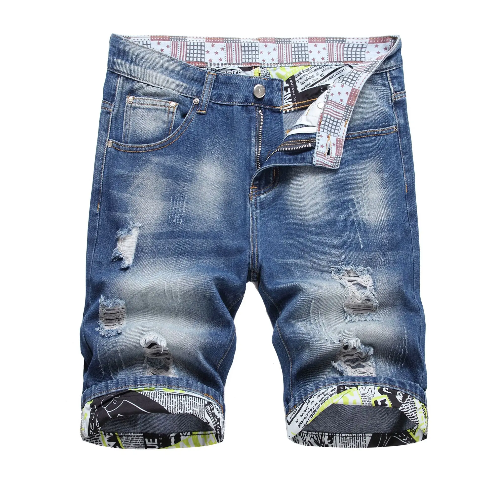 Ripped Denim Shorts for Men 2023 Summer Slim Fit - Image 4