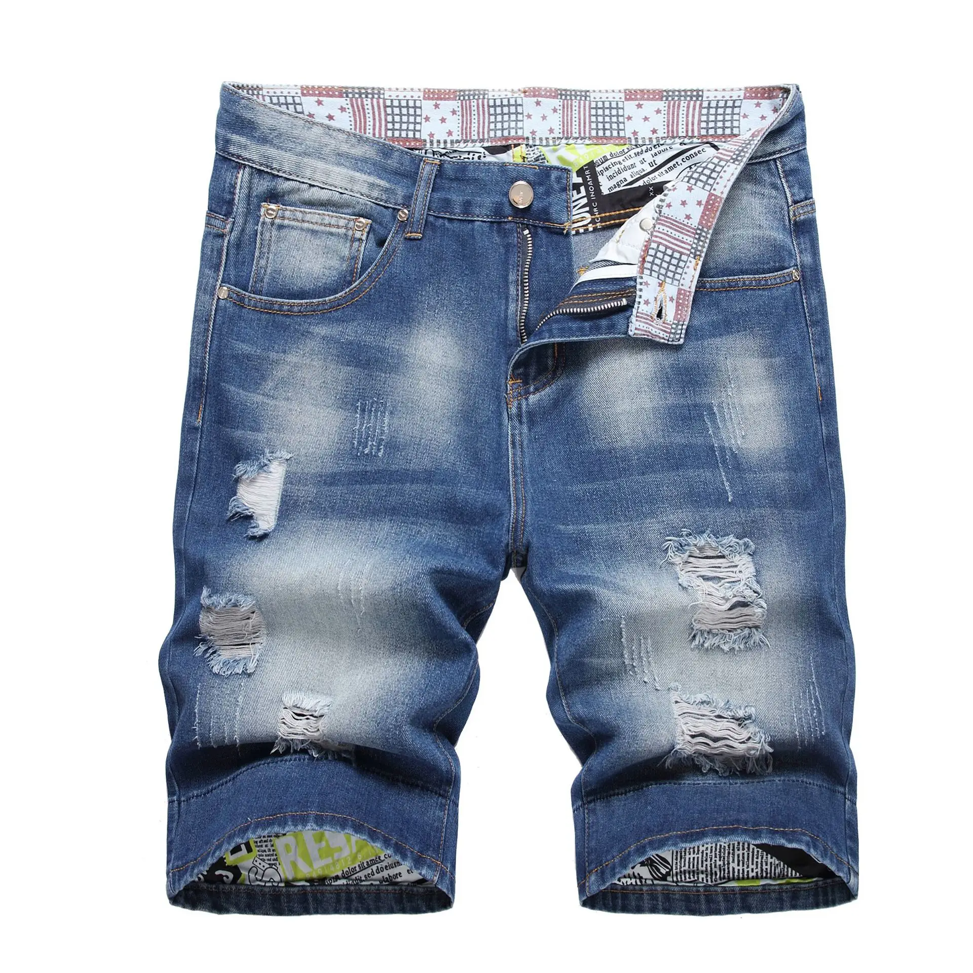 Ripped Denim Shorts for Men 2023 Summer Slim Fit — feature 5