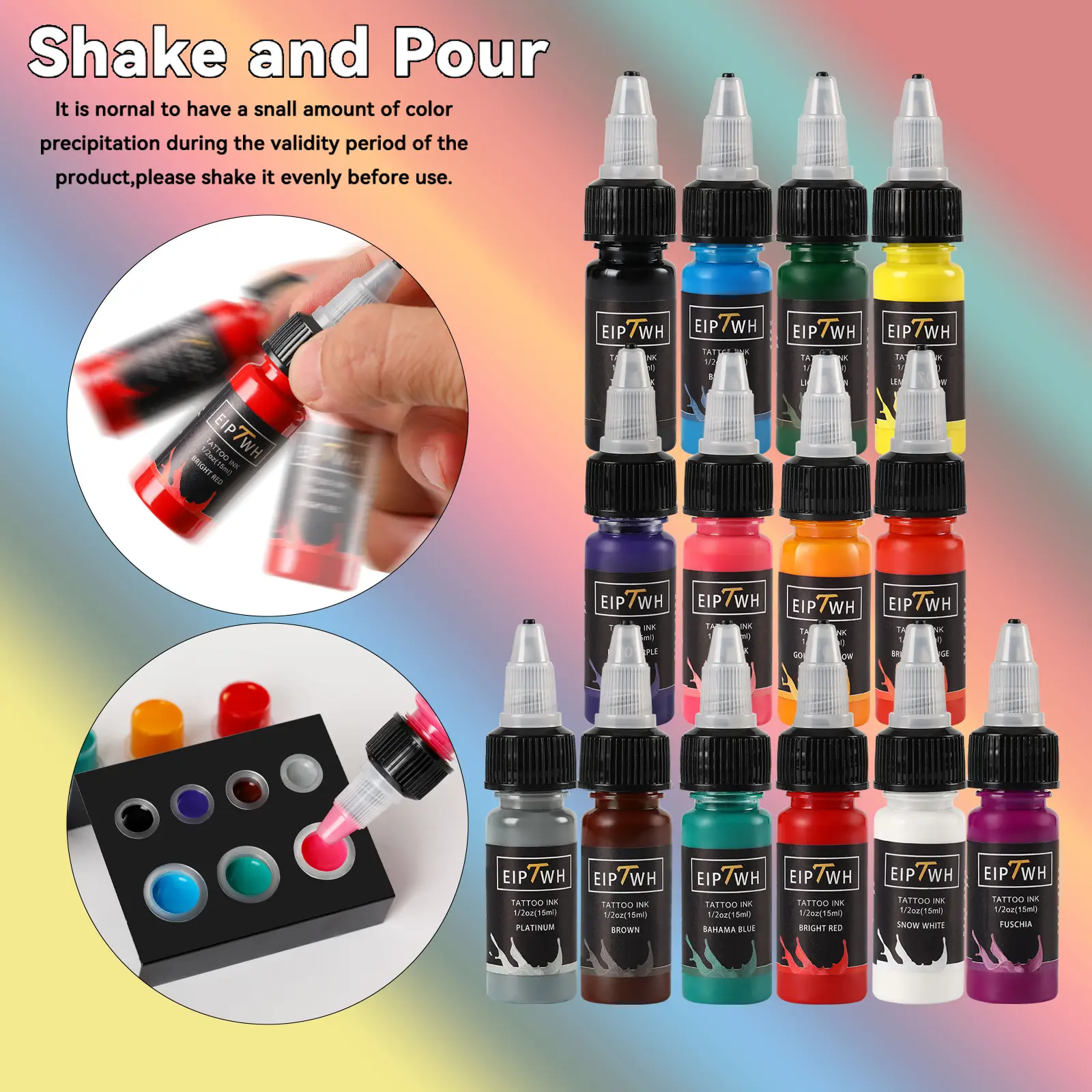 14-Color Tattoo Ink 15ml with Shake & Pour - Image 3