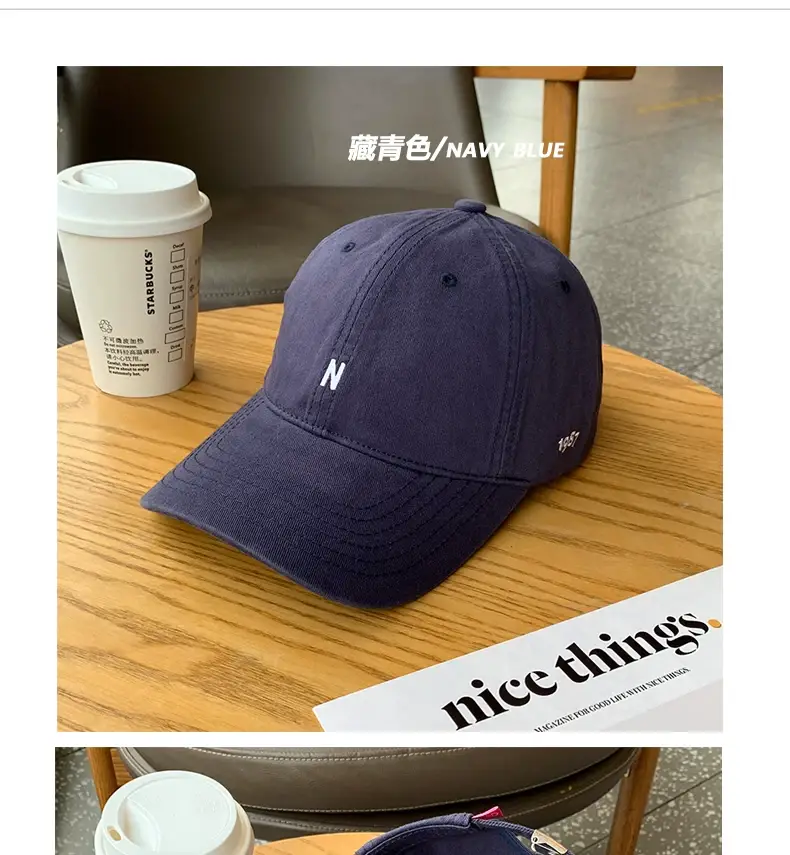 Japanese Style Black Baseball Cap with Small Letter Embroidery — feature 12
