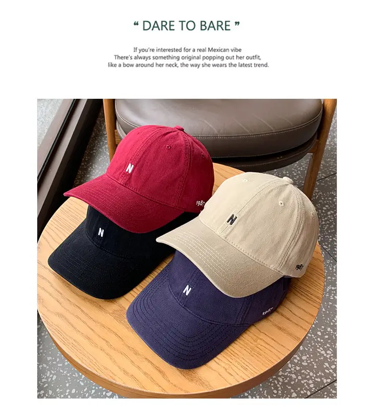 Japanese Style Black Baseball Cap with Small Letter Embroidery — feature 2