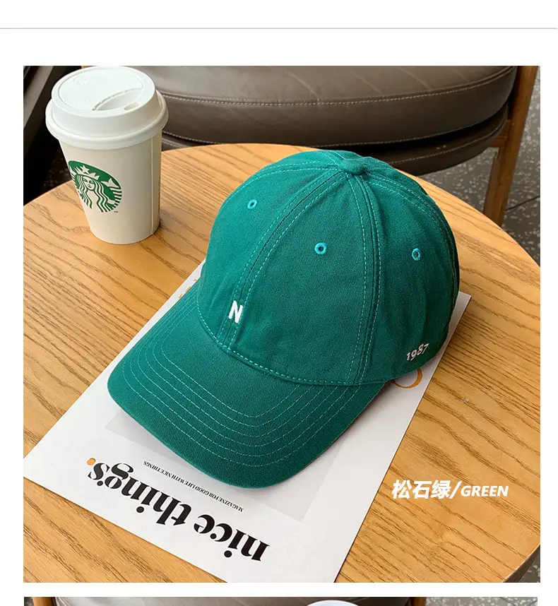 Japanese Style Black Baseball Cap with Small Letter Embroidery — feature 9