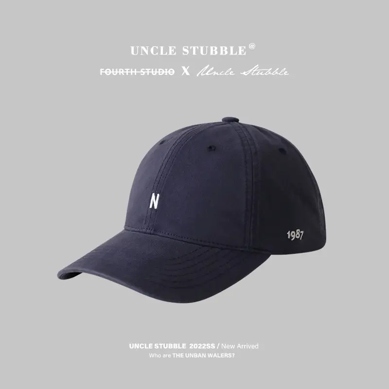 Japanese Style Black Baseball Cap with Small Letter Embroidery - Image 7