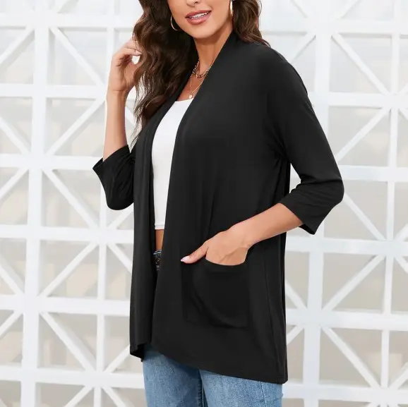 Women's Gray Cardigan Mid-Length Summer Top Large - Image 8