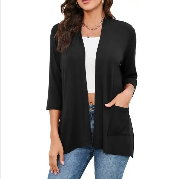 Women's Gray Cardigan Mid-Length Summer Top Large — feature 2