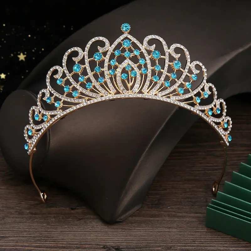 European & American Bridal Crown with Pink Rhinestones - Image 9