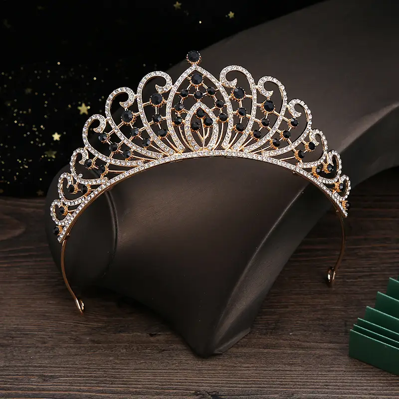 European & American Bridal Crown with Pink Rhinestones - Image 4