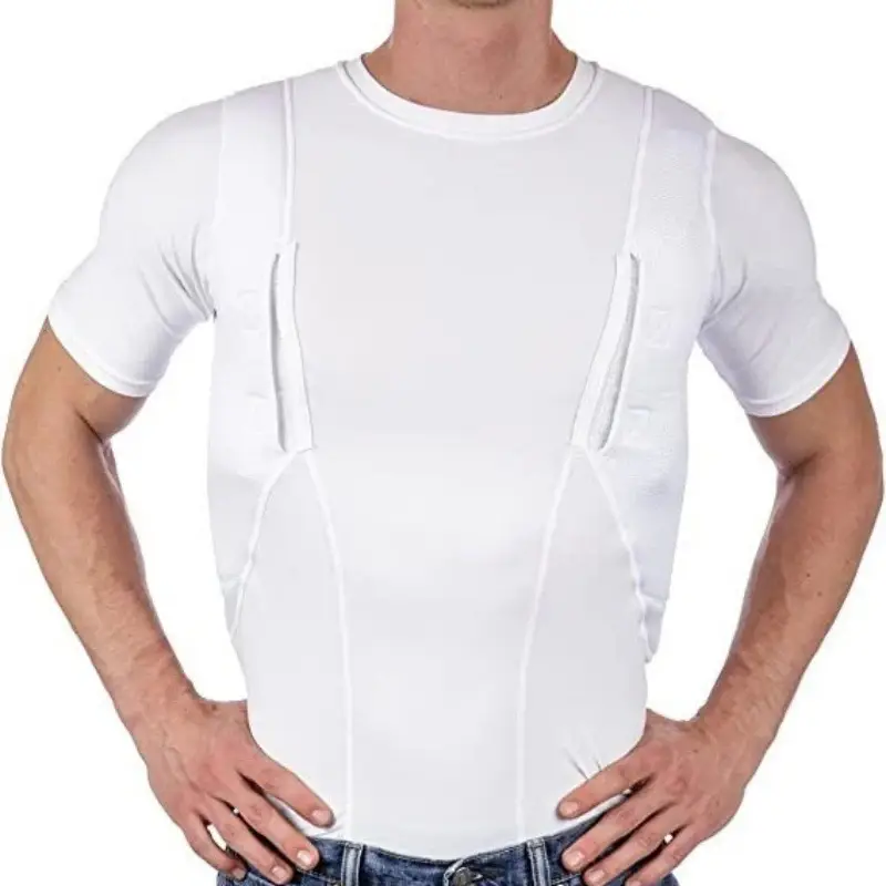 2025 Unisex Hidden Holster T-Shirt White Elastic High Elastic - Image 7