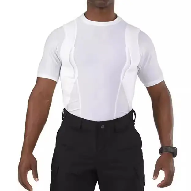 2025 Unisex Hidden Holster T-Shirt White Elastic High Elastic - Image 8