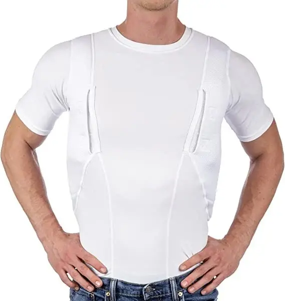 2025 Unisex Hidden Holster T-Shirt White Elastic High Elastic — feature 6