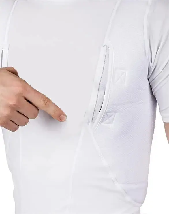 2025 Unisex Hidden Holster T-Shirt White Elastic High Elastic — feature 7