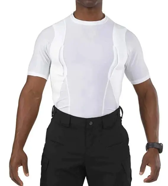 2025 Unisex Hidden Holster T-Shirt White Elastic High Elastic — feature 9