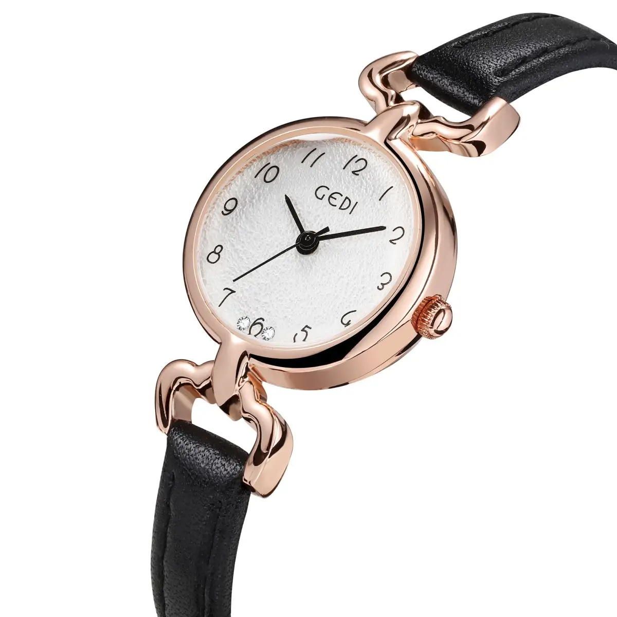 Gold Korean Women's Quartz Watch with White Leather Band - Image 7