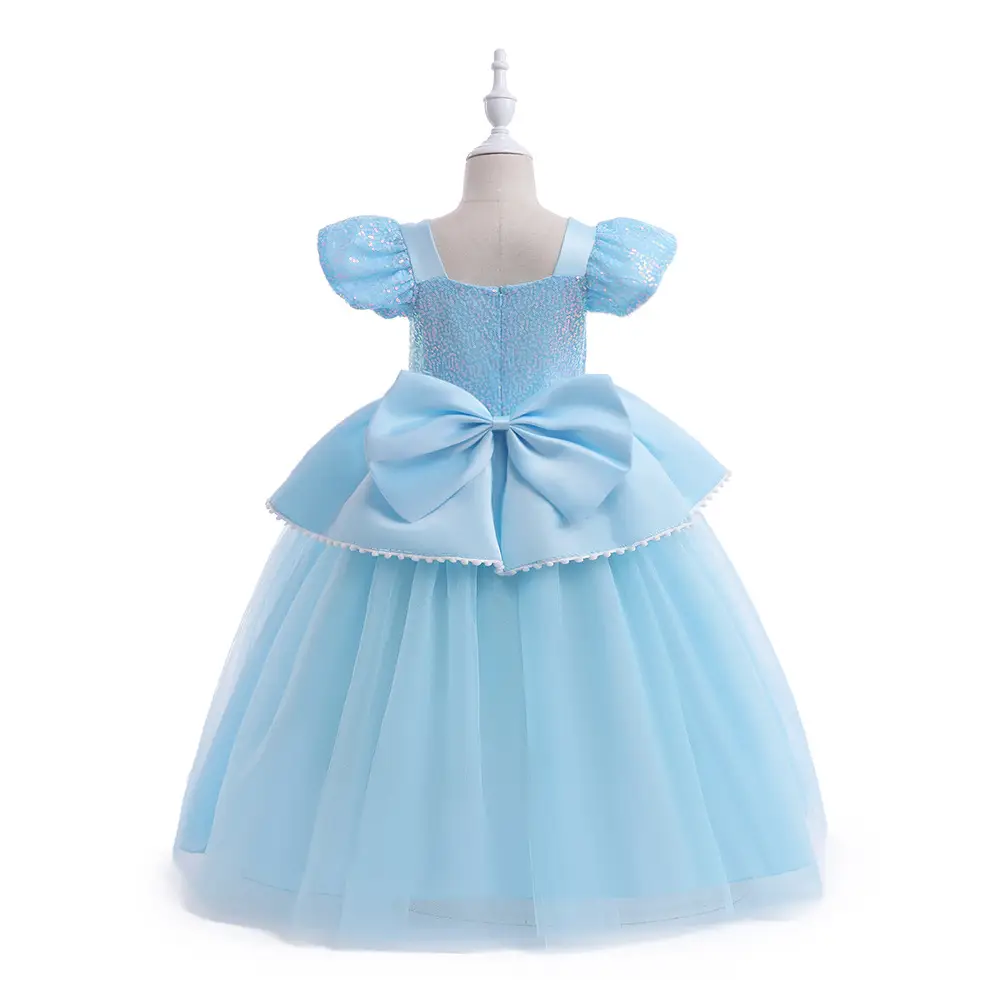 Cinderella Princess Dress Blue Mesh Frozen Elsa Children - Image 5