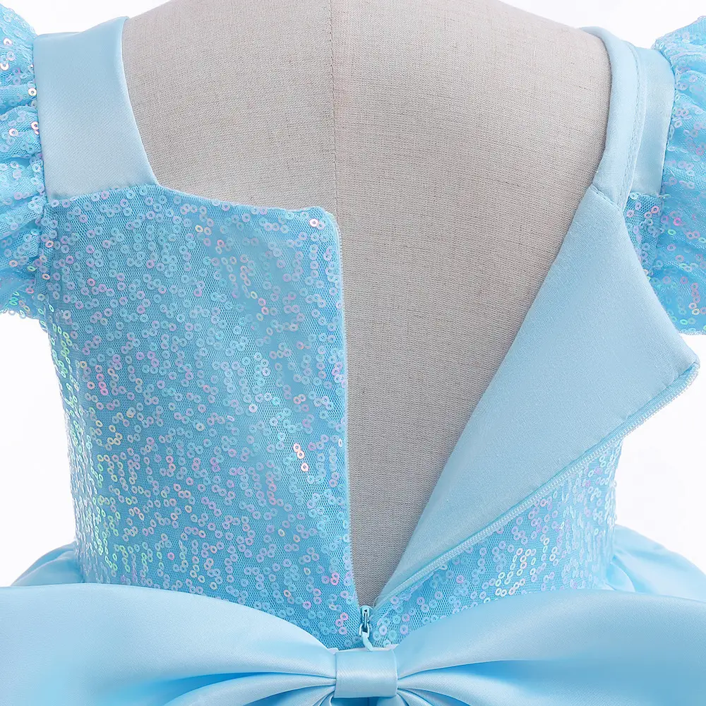 Cinderella Princess Dress Blue Mesh Frozen Elsa Children — feature 44