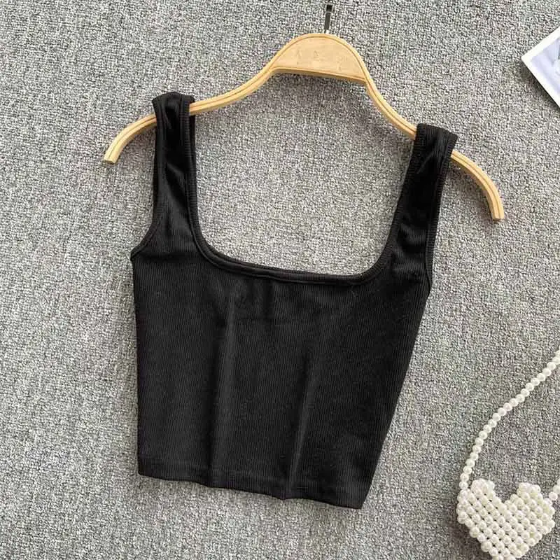 Women's Summer Crop Top Square Collar Vest Top