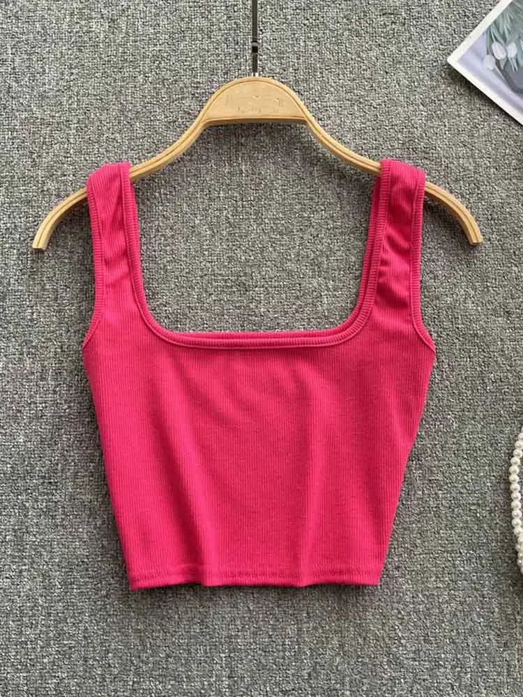 Women's Summer Crop Top Square Collar Vest Top
