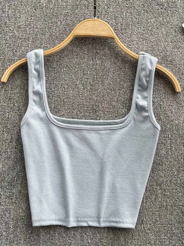Women's Summer Crop Top Square Collar Vest Top