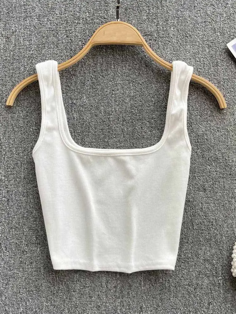 Women's Summer Crop Top Square Collar Vest Top