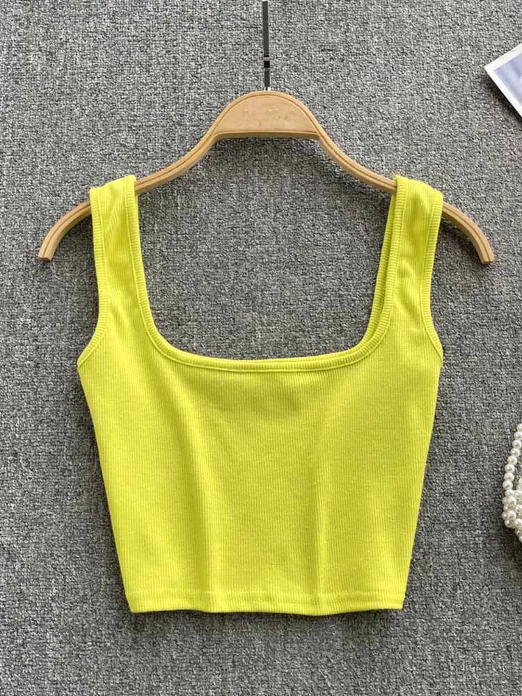 Women's Summer Crop Top Square Collar Vest Top