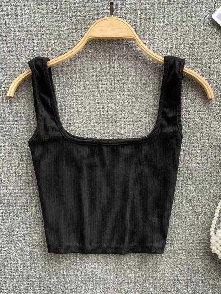 Women's Summer Crop Top Square Collar Vest Top