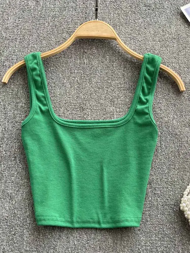 Women's Summer Crop Top Square Collar Vest Top