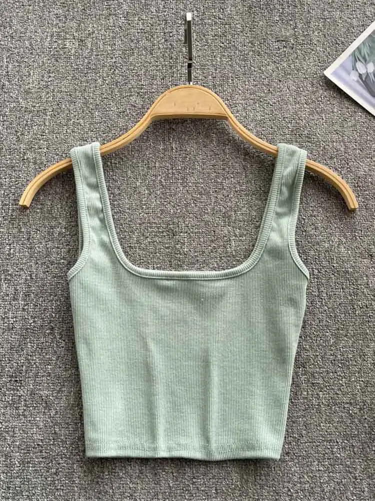 Women's Summer Crop Top Square Collar Vest Top
