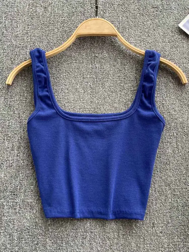 Women's Summer Crop Top Square Collar Vest Top