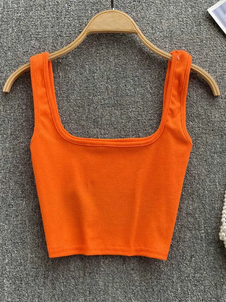 Women's Summer Crop Top Square Collar Vest Top