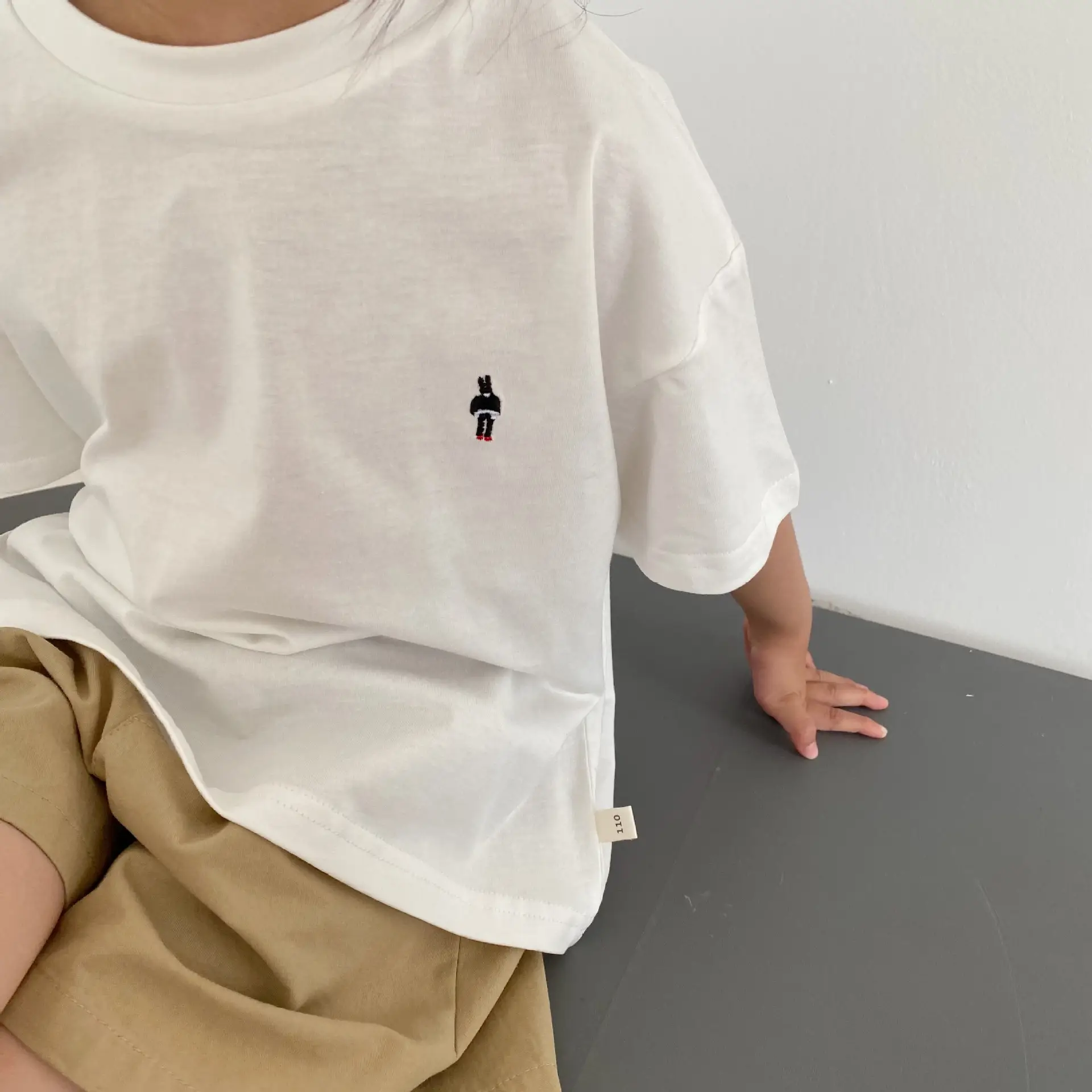 Kids Korean Style Hemp Cotton Short T-Shirt Pink